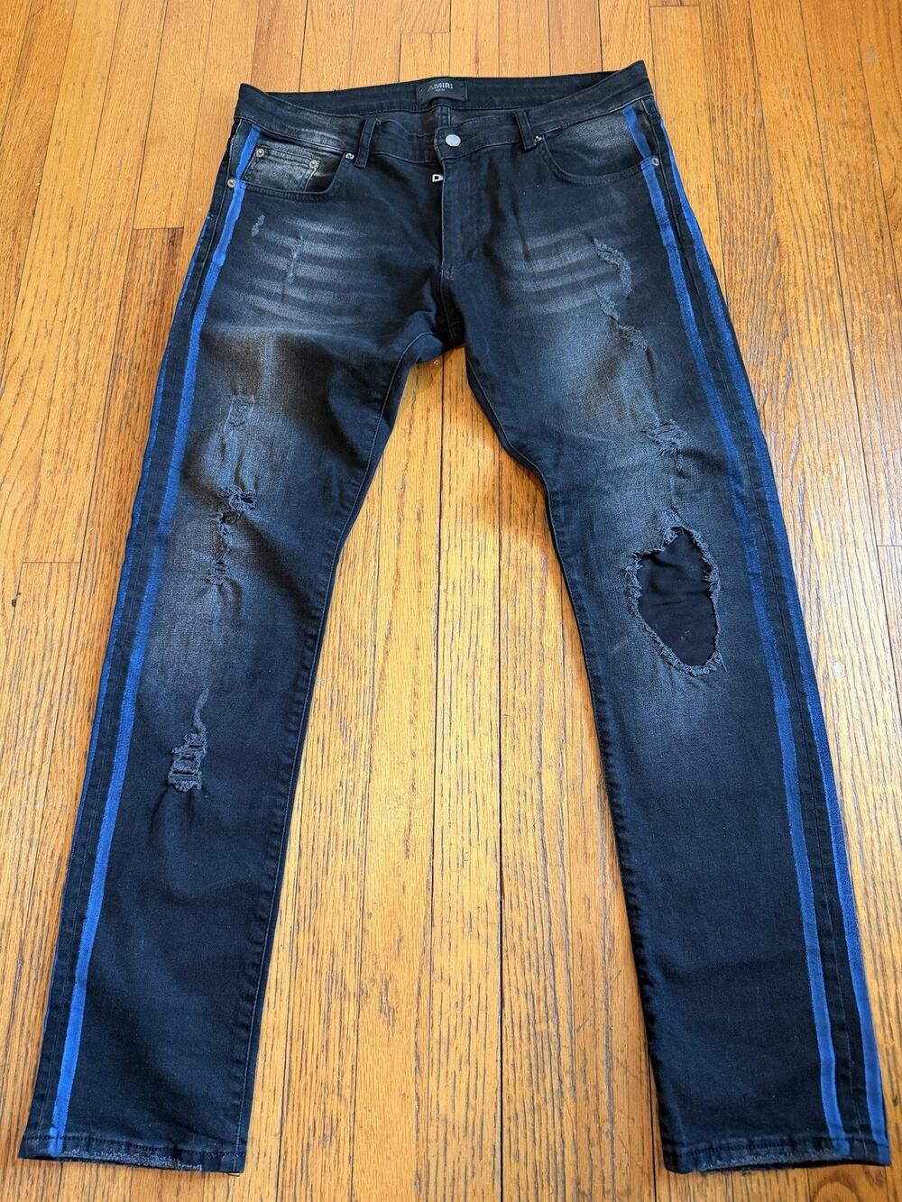 AMIRI Mens Distressed Skinny Stretch Jeans 34x32
